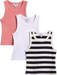 Reiss Kids' Violet Assorted 3-Pack Stretch Cotton Rib Tanks
