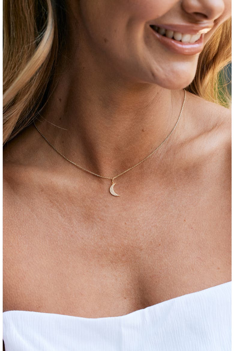 Adeline Moon Pendant Necklace, Alternate, color, GOLD