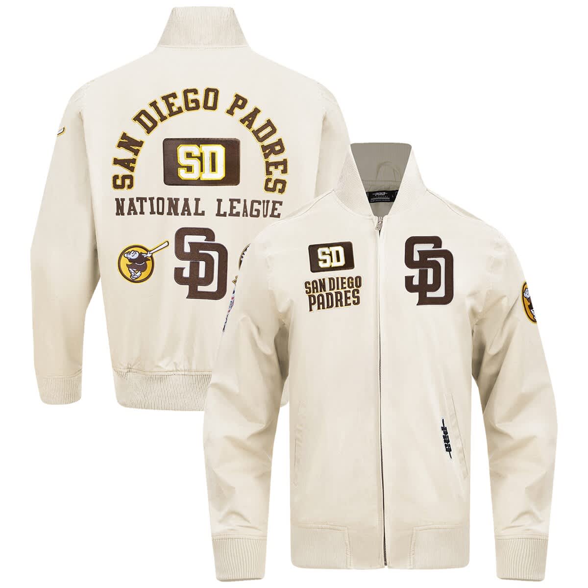 Pro Standard Cream San Diego Padres Area Code Twill Full-zip Jacket In Neutral