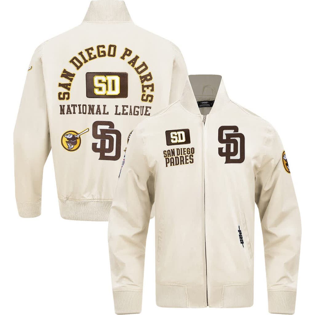 Pro Standard Cream San Diego Padres Area Code Twill Full-zip Jacket In Neutral