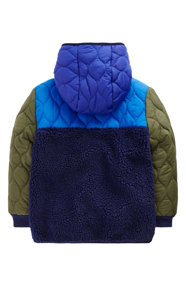 Mini Boden Kids' Colorblock Mixed Media Jacket, Alternate, color, Khaki Colourblock