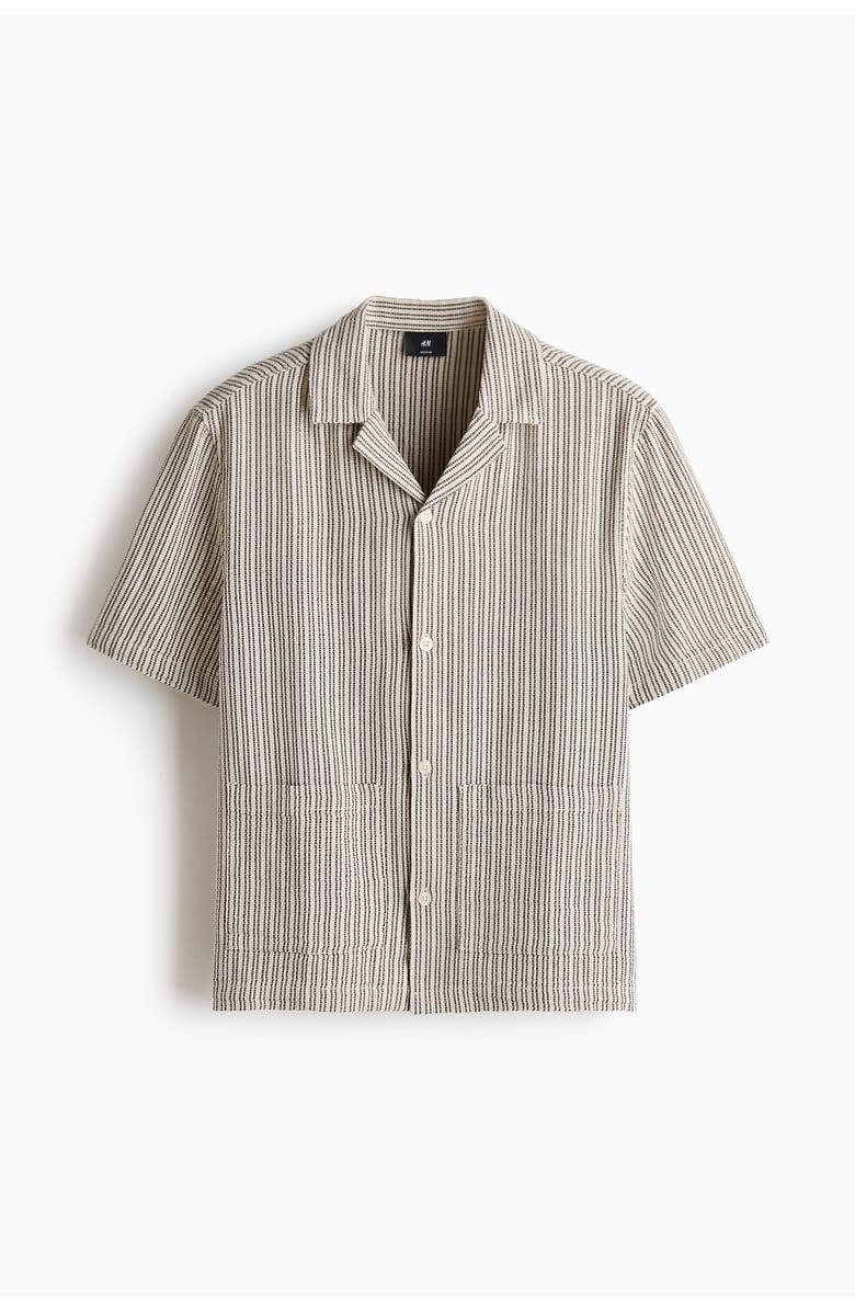 H&M Regular Fit Resort Shirt, Main, color, Cream/Striped
