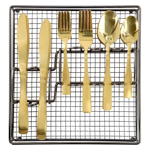 Gibson Home Abbeville 41 Piece Stainless Steel Flatware Set With Wire Caddy In Gold