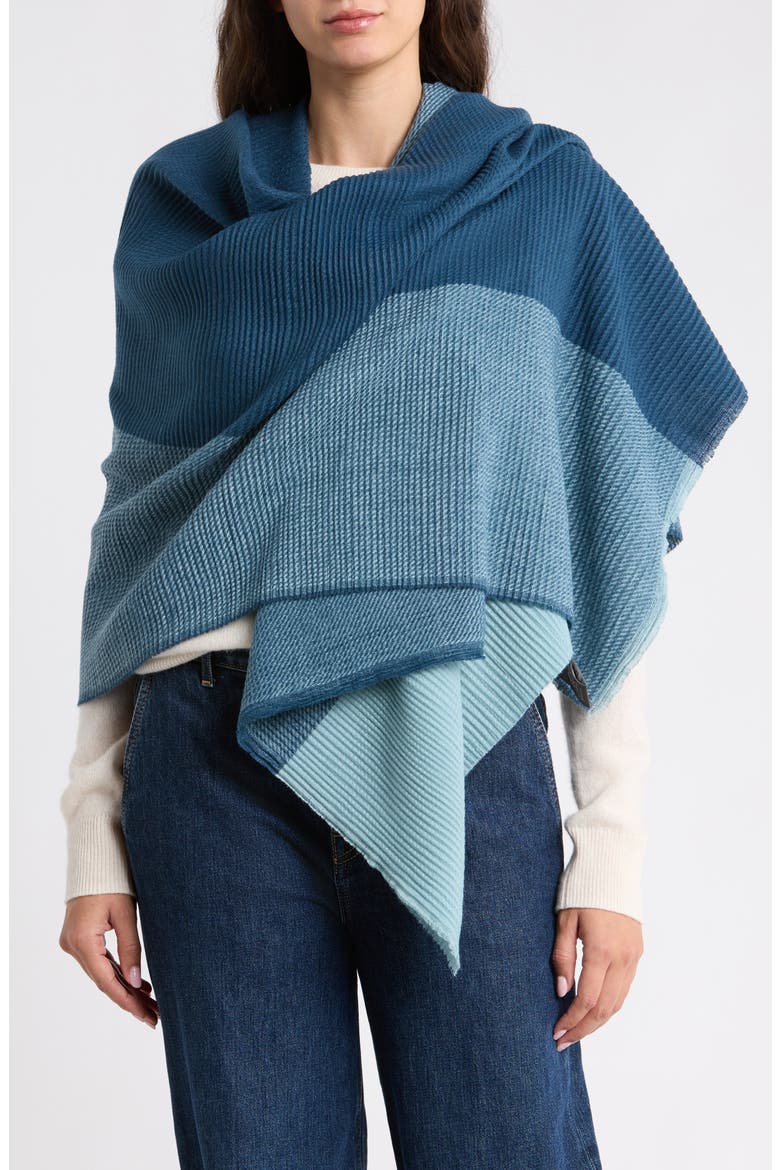 Colorblock Pleated Scarf, Main, color, BLUE DENIM