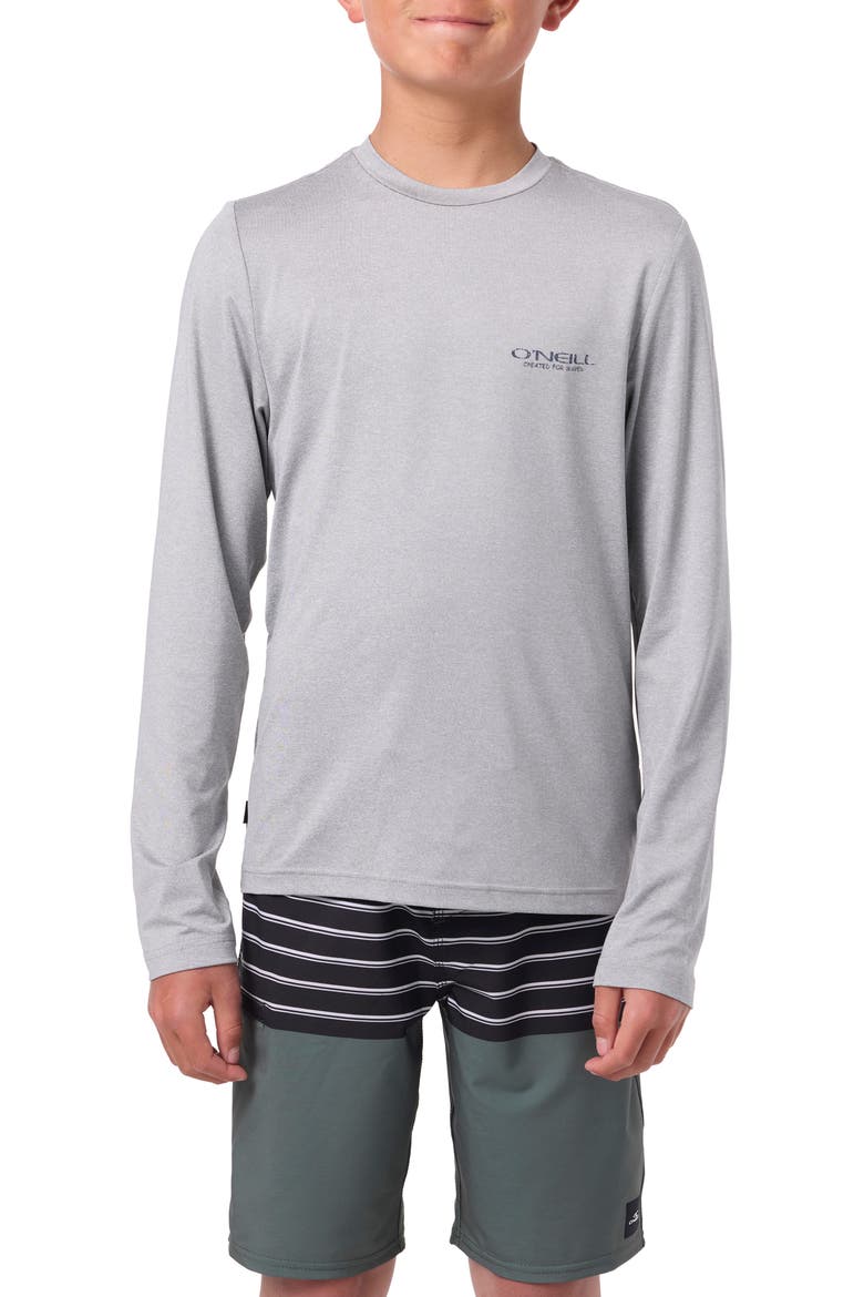 Kids' TRVLR Stacked Long Sleeve Performance T-Shirt, Main, color, HEATHER GREY