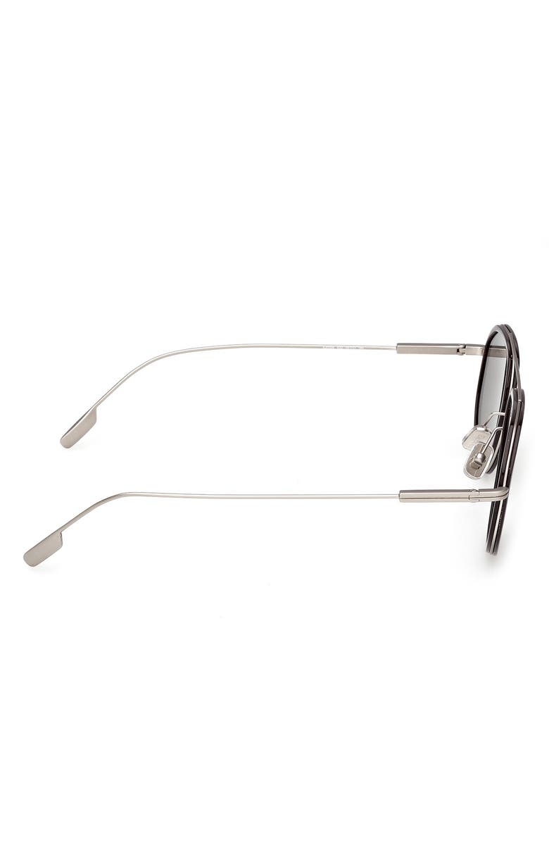 ZEGNA 56mm Navigator Sunglasses, Alternate, color, Palladium/ Dark Brown / Smoke