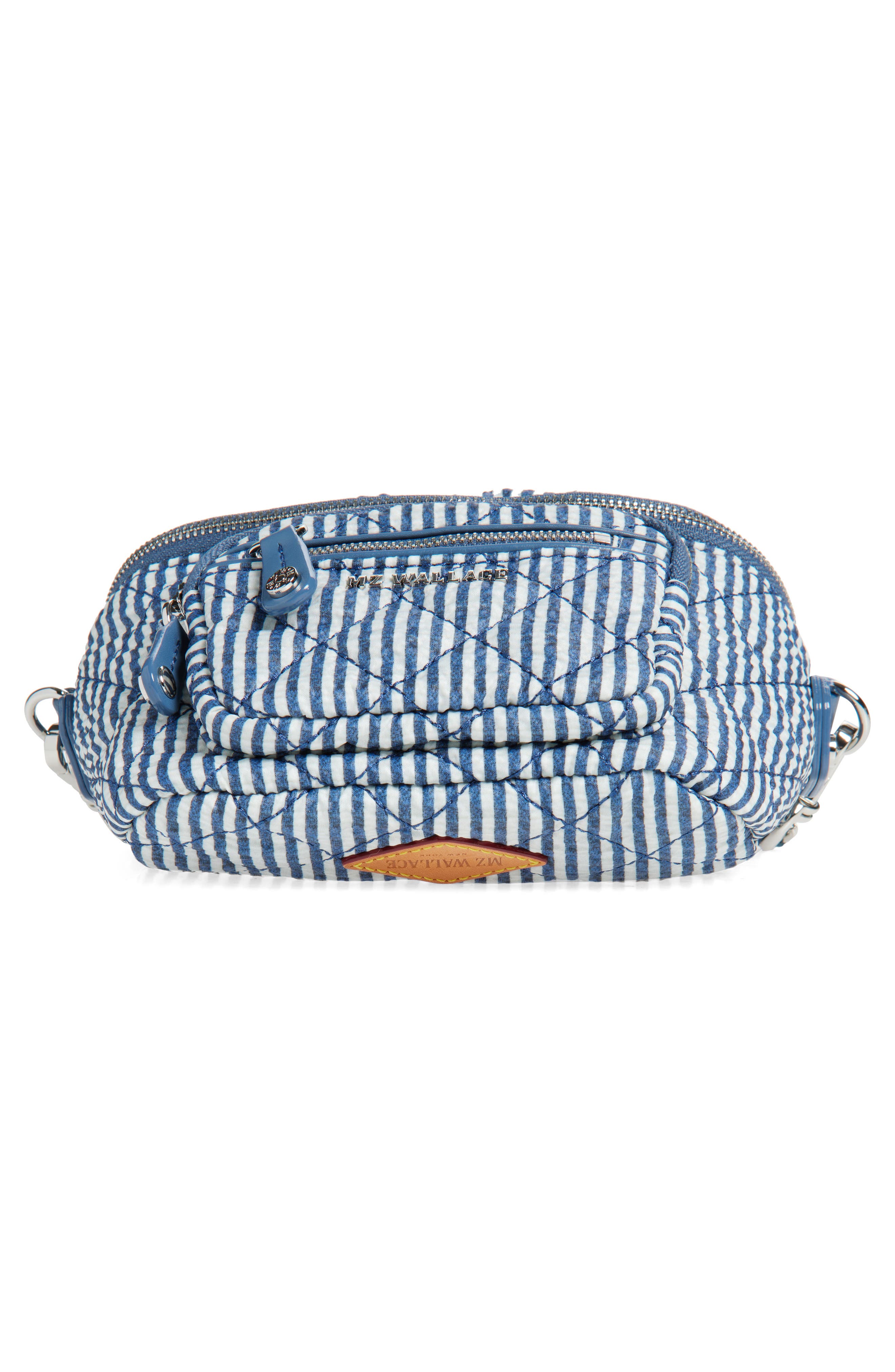 MZ Wallace Micro Crosby Quilted Seersucker Sling Bag, Alternate, color, Seersucker