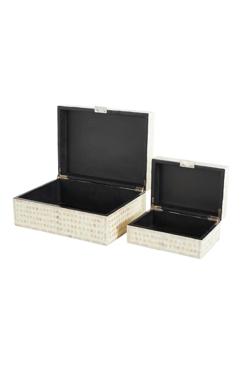 Contemporary Set of 2 Decorative Mother of Pearl Boxes, Alternate, color, CREAM
