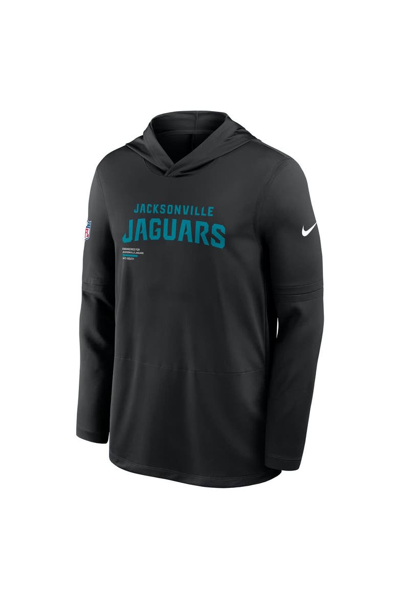 Men's Nike Black Jacksonville Jaguars Sideline Pure Fury Performance Long Sleeve Hoodie T-Shirt, Alternate, color, Black