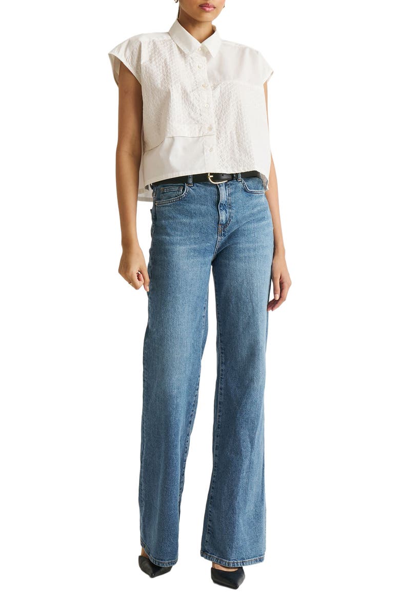 Reistor Embroidered Panel Crop Top, Alternate, color, Coconut White