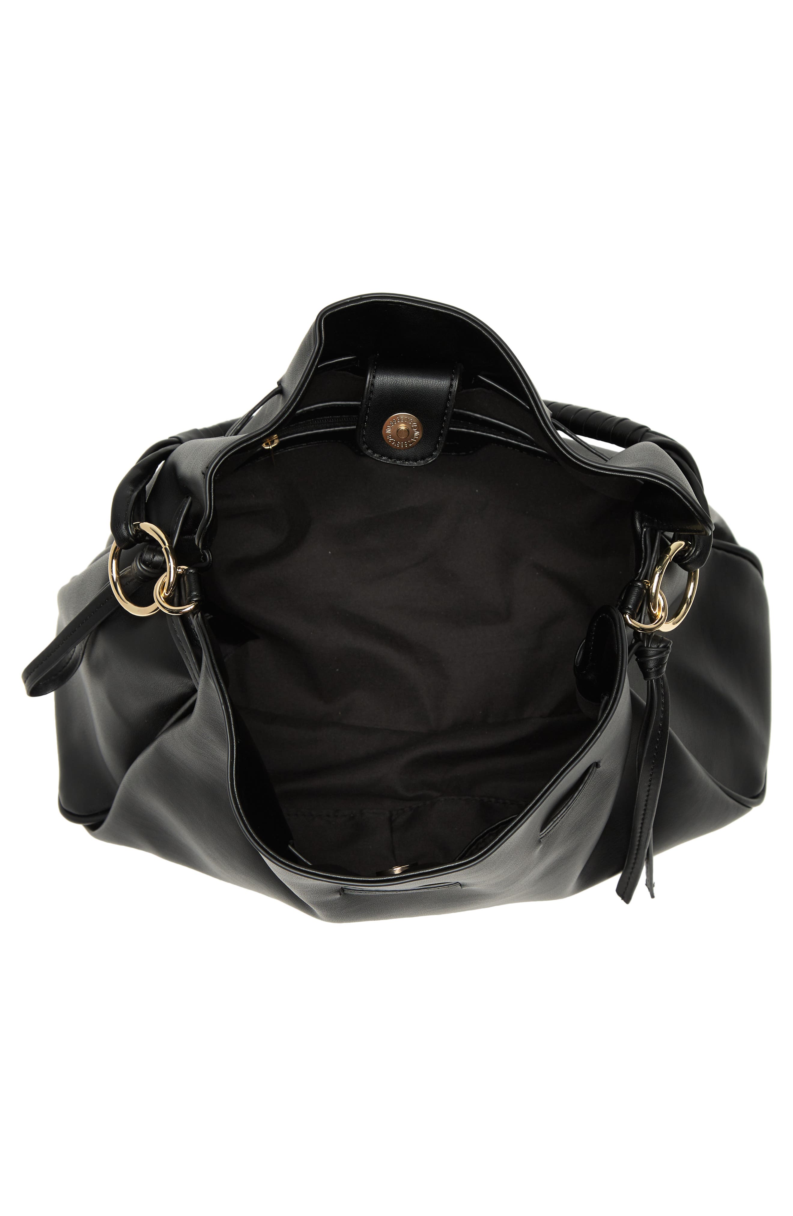 Badgley Mischka Collection Soft Bucket Bag, Alternate, color, Black