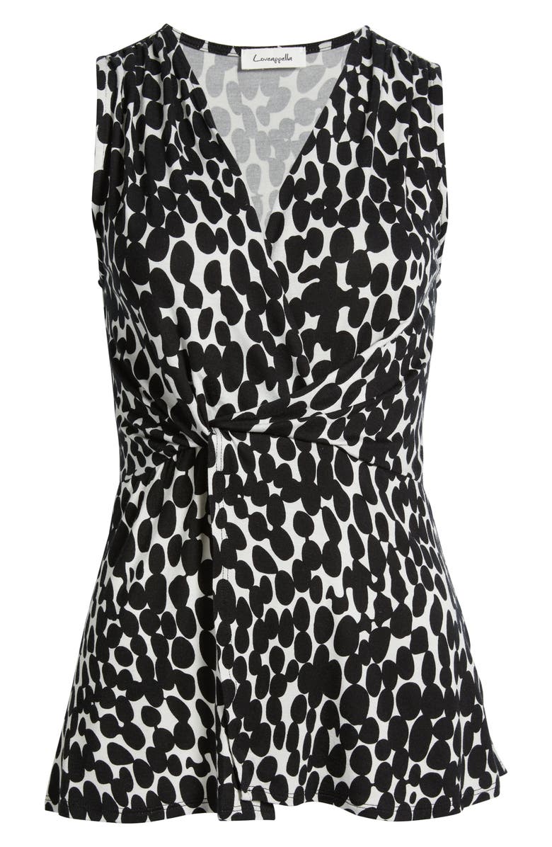 Loveappella Twist Front Sleeveless Top, Alternate, color, Black W/ White