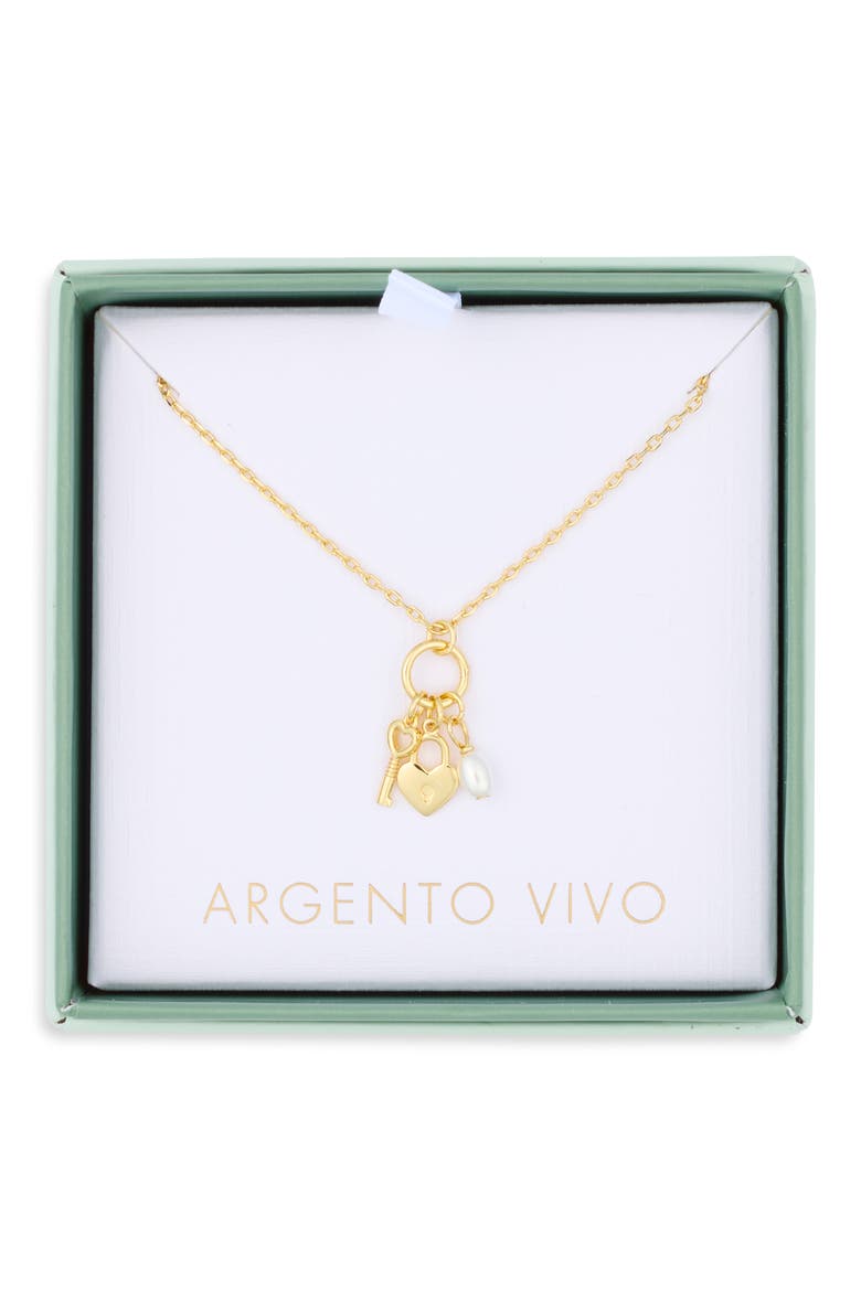 Key Charm Necklace, Main, color, GOLD