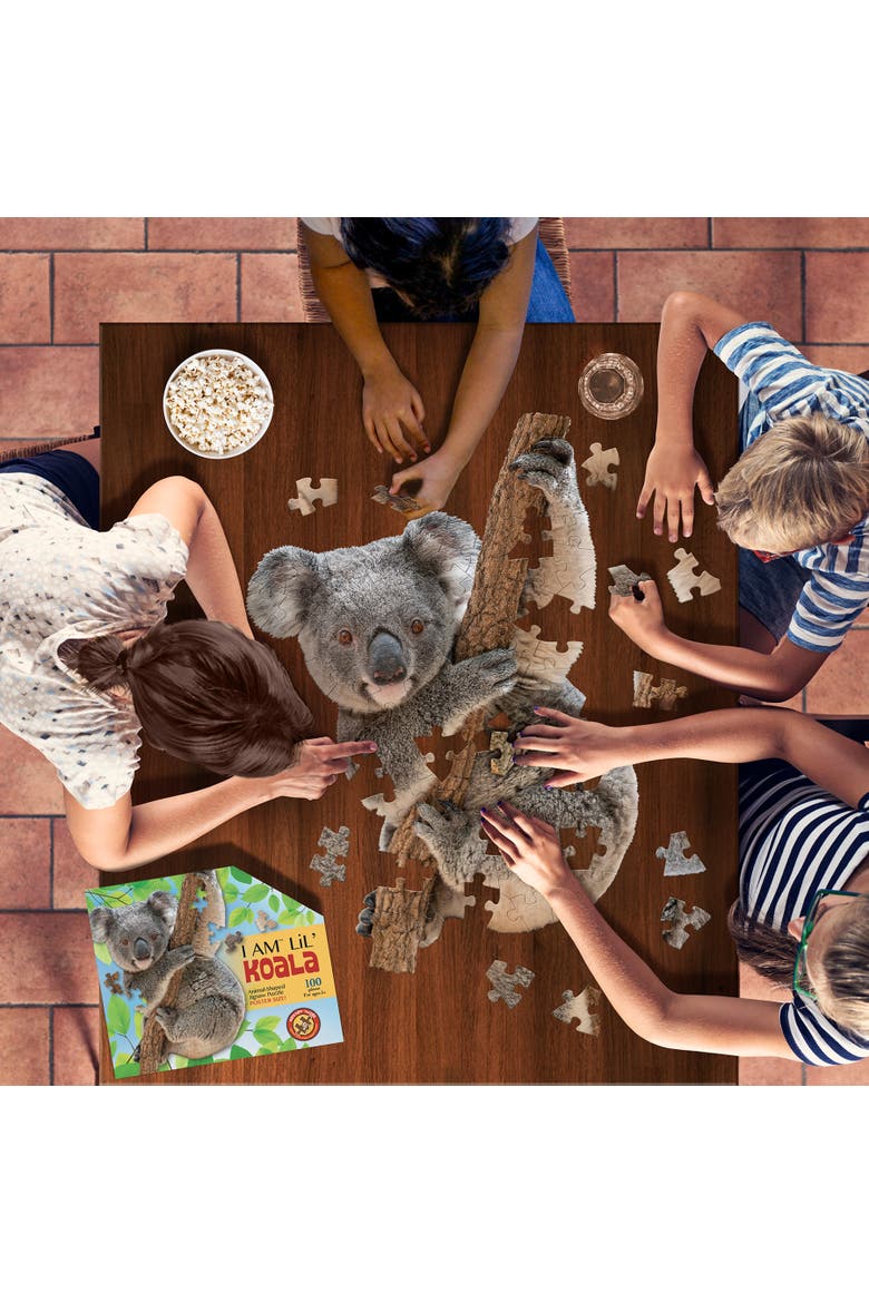 I Am Lil' Koala 100 Pieces Animal Shaped Jigsaw Puzzle, Multi, Alternate, color, Multicolored