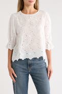 Forgotten Grace Eyelet Cotton Puff Sleeve Top