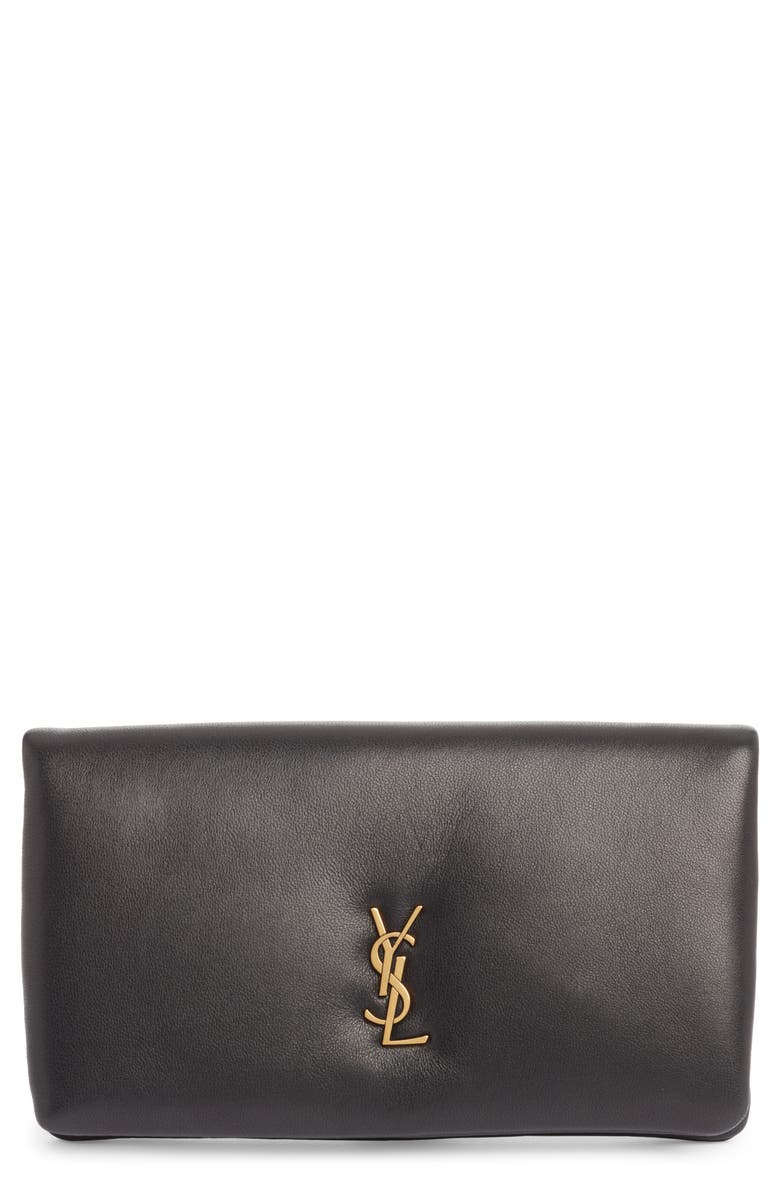 Saint Laurent Large Calypso Leather Continental Wallet, Main, color, 