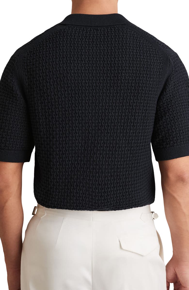 Reiss Comet Short Sleeve Zip-Up Polo Sweater, Alternate, color, Navy