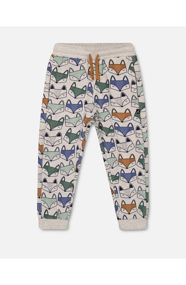 Deux par Deux Little Boy's Printed Fox Fleece Sweatpants Gray Mix, Main, color,