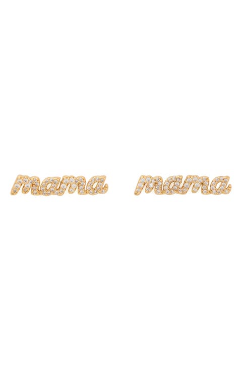 pavé mama stud earrings
