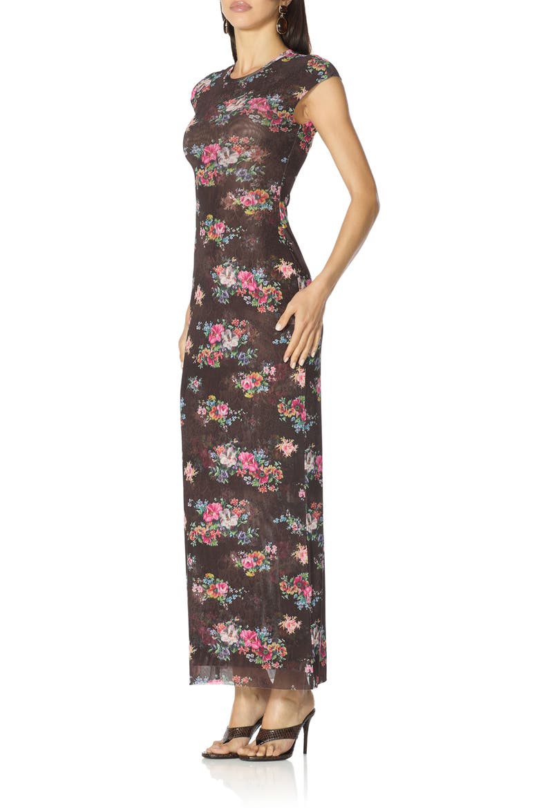 Mylo Print Mesh Maxi Dress, Alternate, color, JAVA SNAKE FLORAL