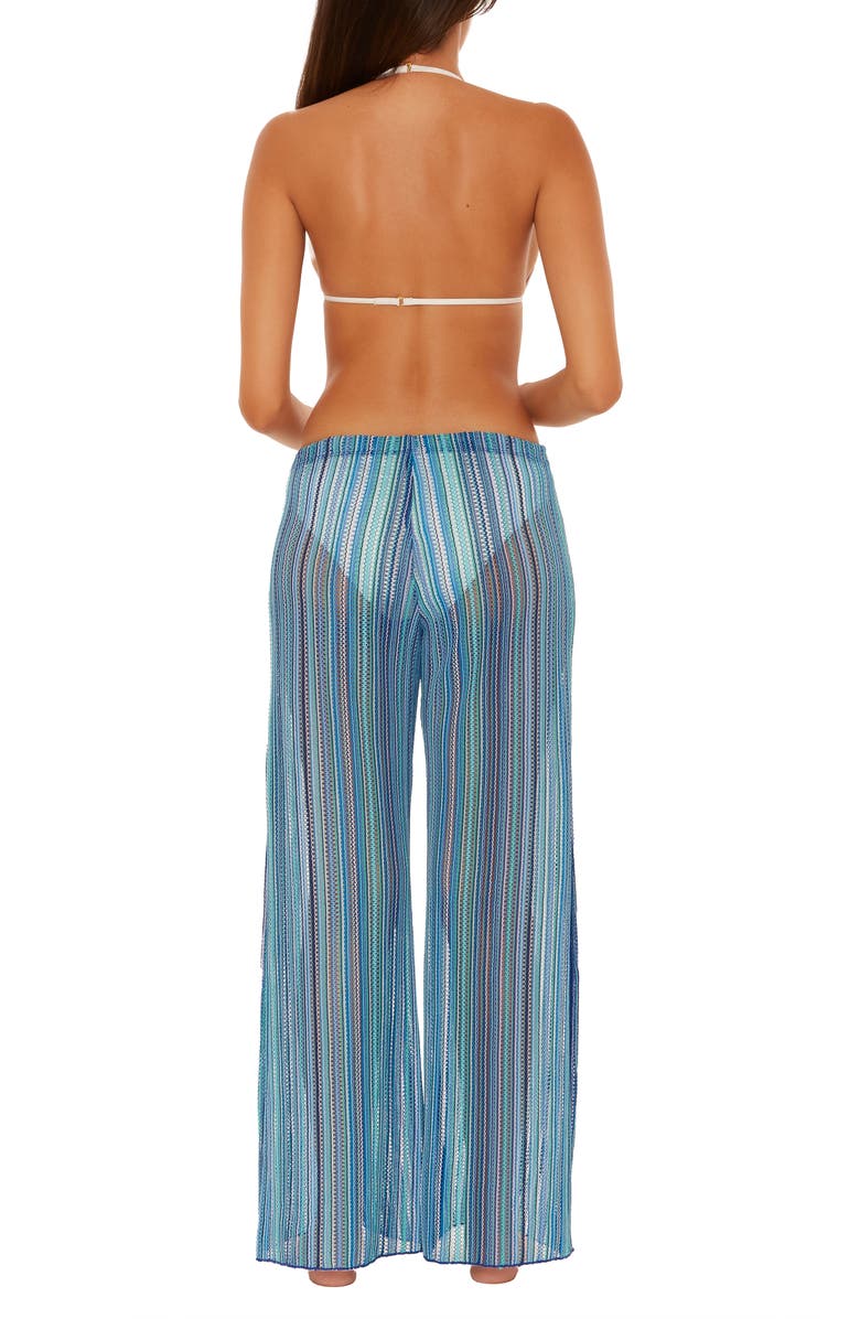 Becca Seaside Stripe Cover-Up Pants, Alternate, color, Ocean