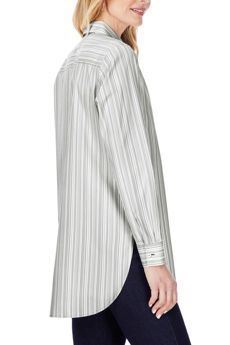Vera Modern Mini Stripe Stretch Cotton Blend Shirt, Alternate, color, AUTUMN IVY