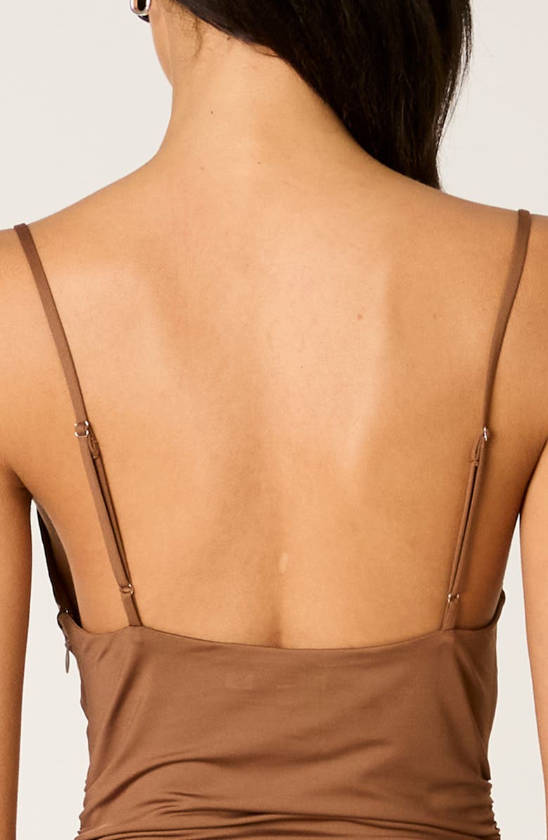 Nia Ina Shirred Cowl Neck Slipdress, Alternate, color, Mocha