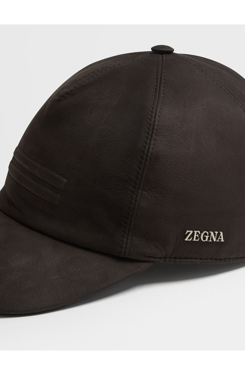 ZEGNA SECONDSKIN Leather Adjustable Baseball Cap, Alternate, color, Dark Brown