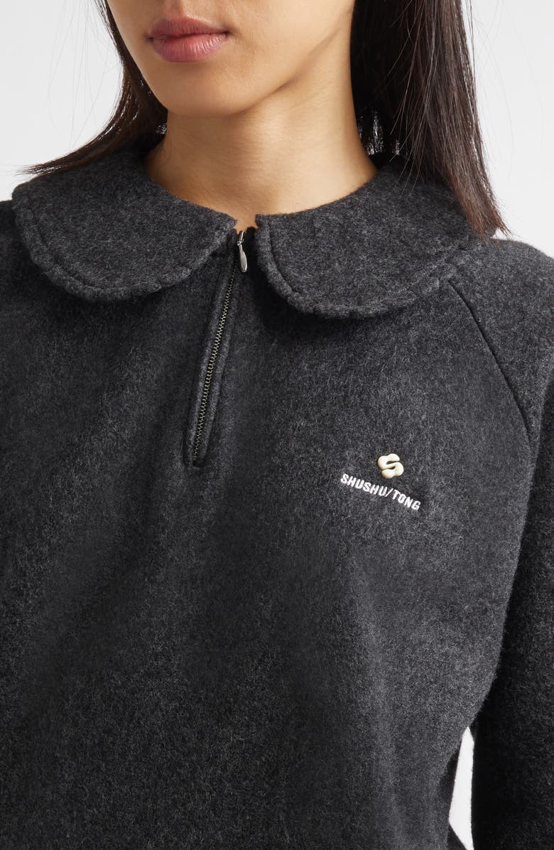 Shushu/Tong Doll Collar Oversize Half Zip Sweatshirt, Alternate, color, 