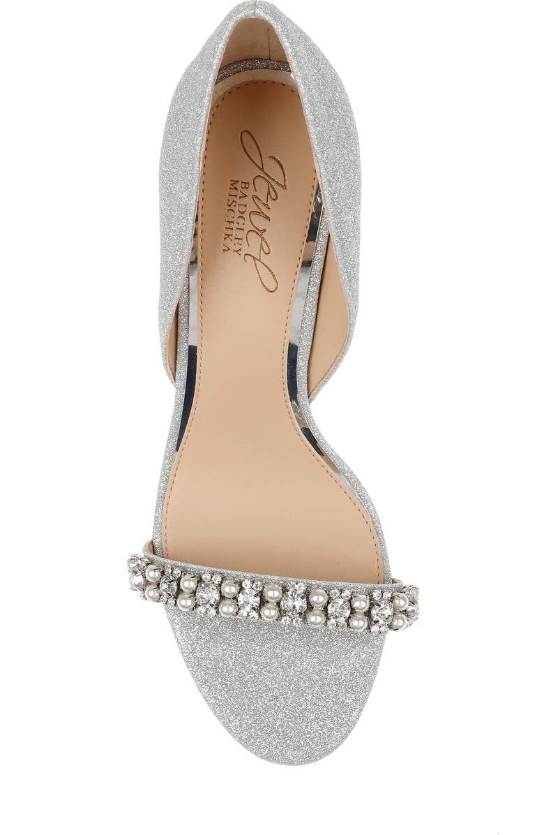 Jewel Badgley Mischka Dayana Embellished Glitter Sandal, Alternate, color, Silver Gli