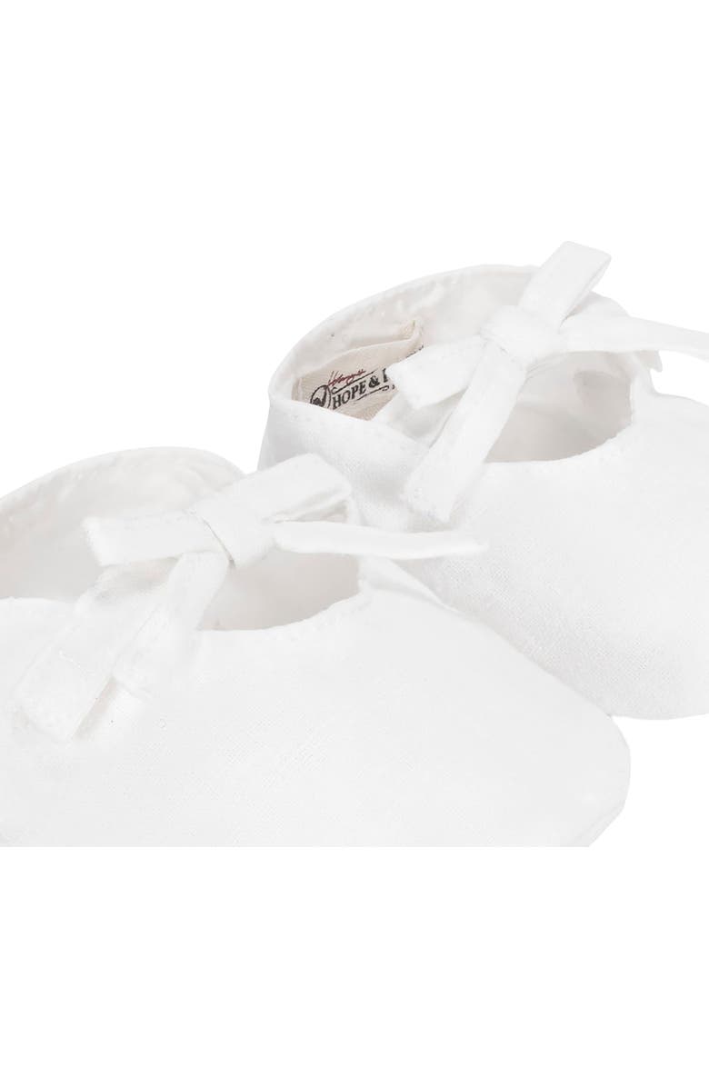 Hope & Henry Baby Linen Bow Soft Shoe, Infant, Alternate, color, Soft White Linen Bow