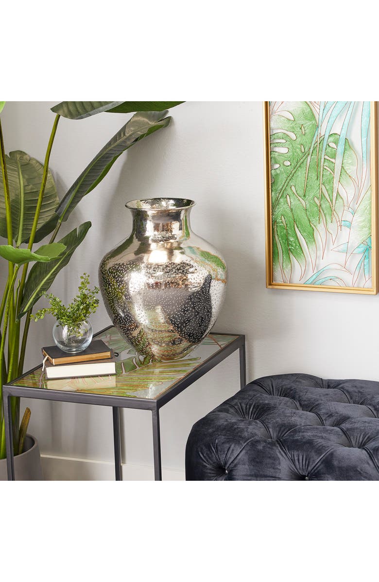 VIVIAN LUNE HOME Silvertone Aluminum Contemporary Vase, Alternate, color, Silver