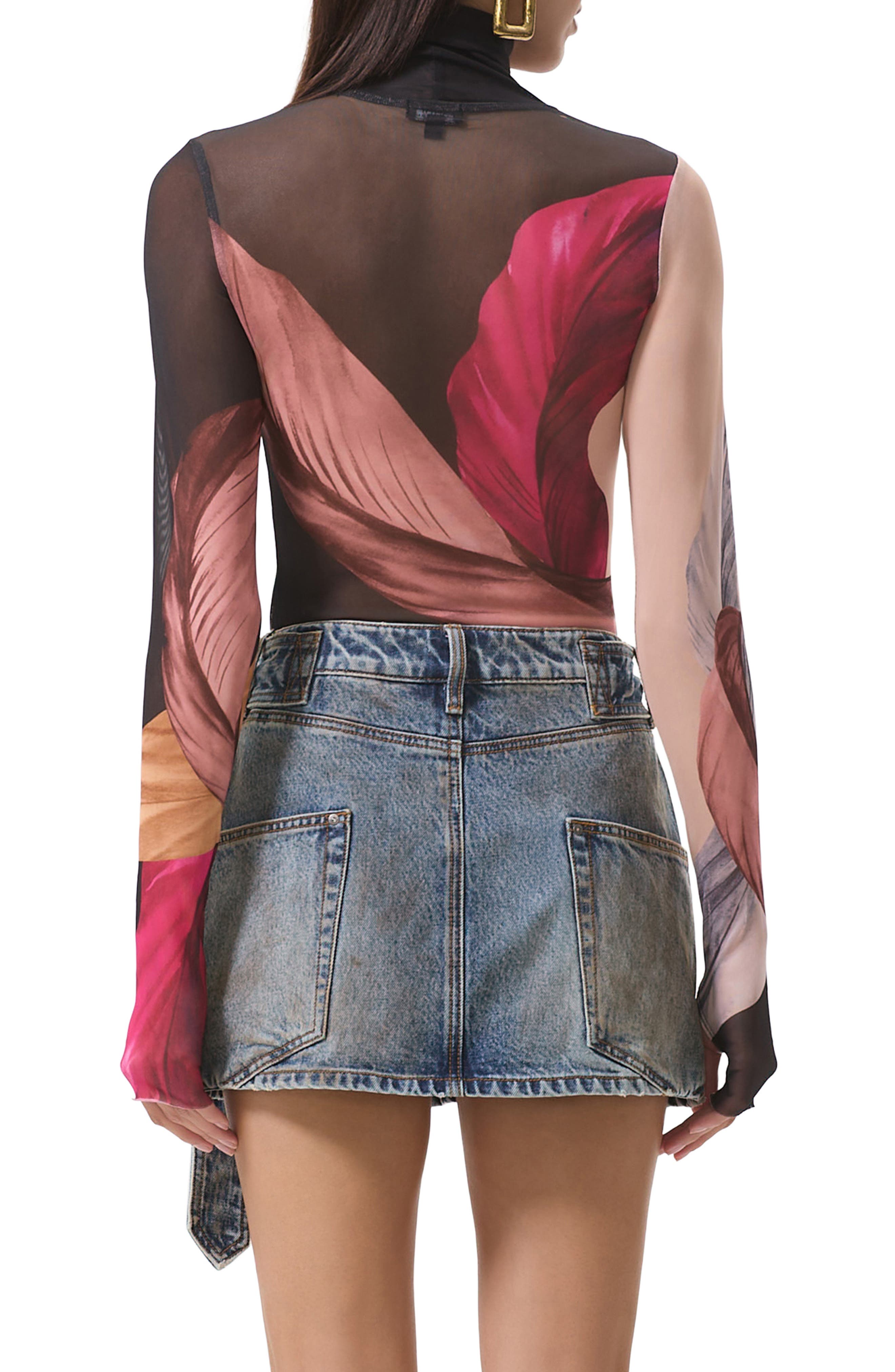 Zadie Print Turtleneck Mesh Top - image 2