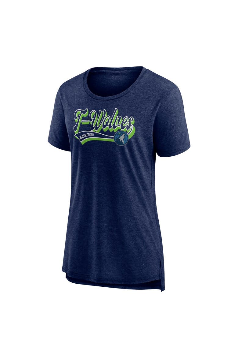Women's Fanatics Branded Heather Navy Minnesota Timberwolves League Leader Tri-Blend T-Shirt, Alternate, color, Heather Navy