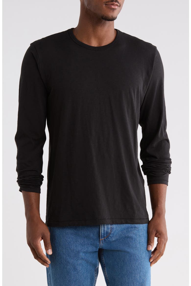 Long Sleeve Slubbed Jersey T-Shirt, Main, color, BLACK