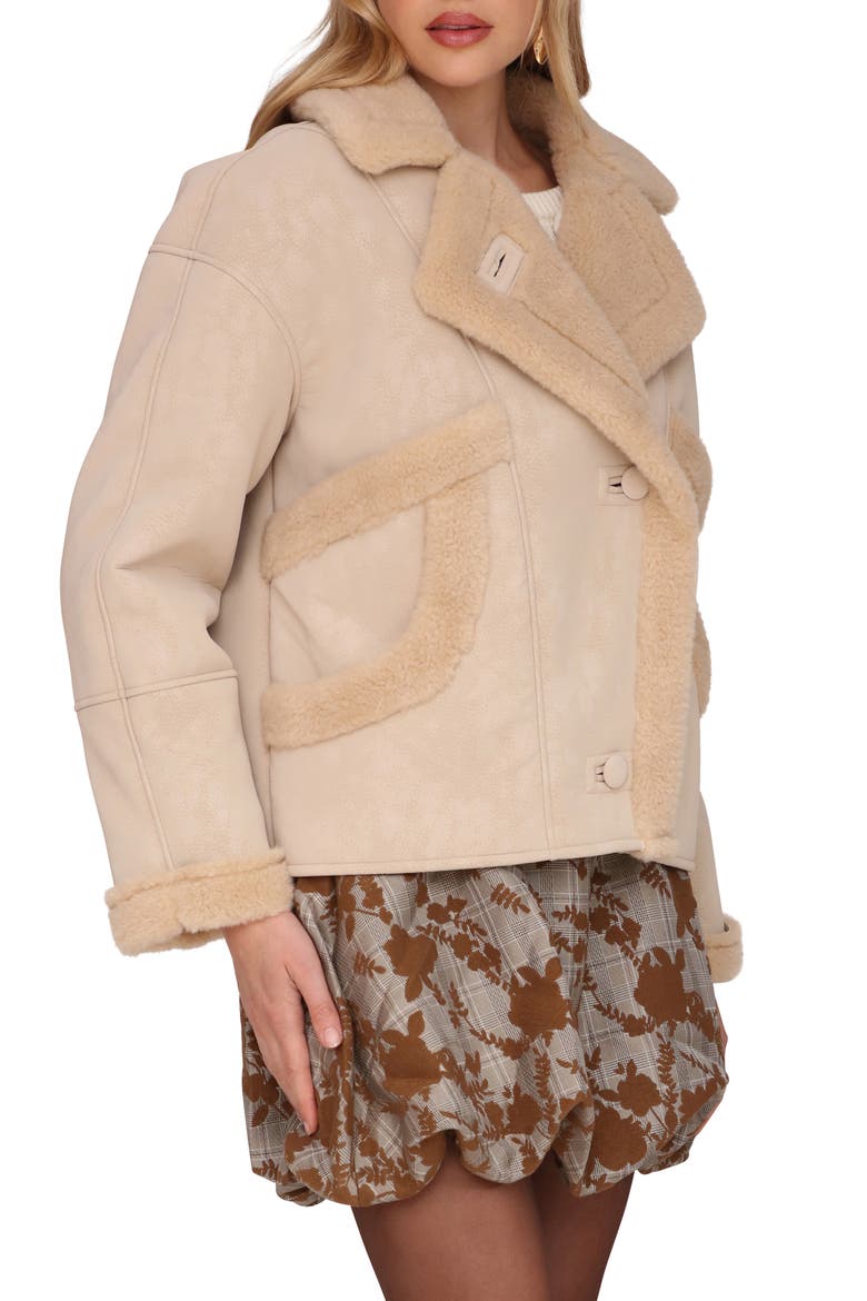 Oversize Faux Shearling Coat, Alternate, color, TAUPE
