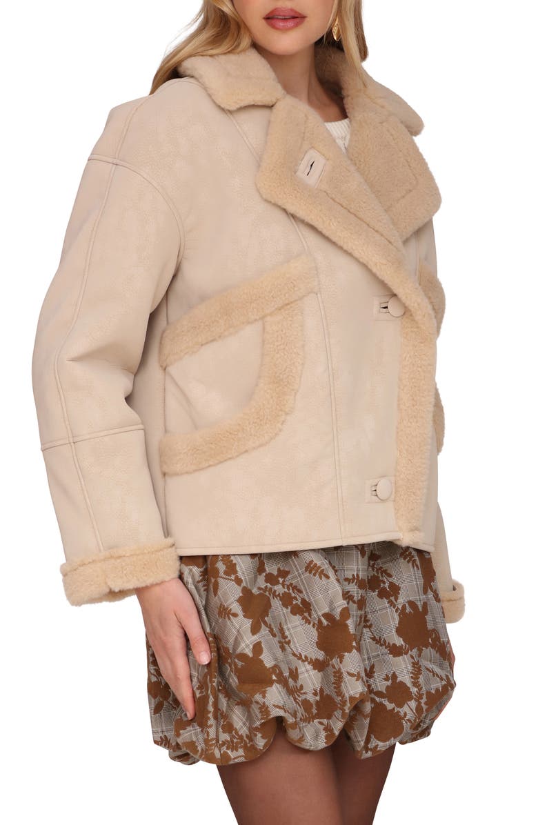 Avec Les Filles Oversize Faux Shearling Coat, Alternate, color, Taupe