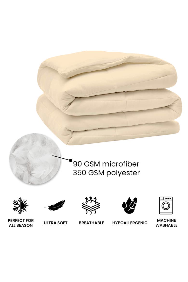 Solid White Microfiber Comforter, Alternate, color, IVORY