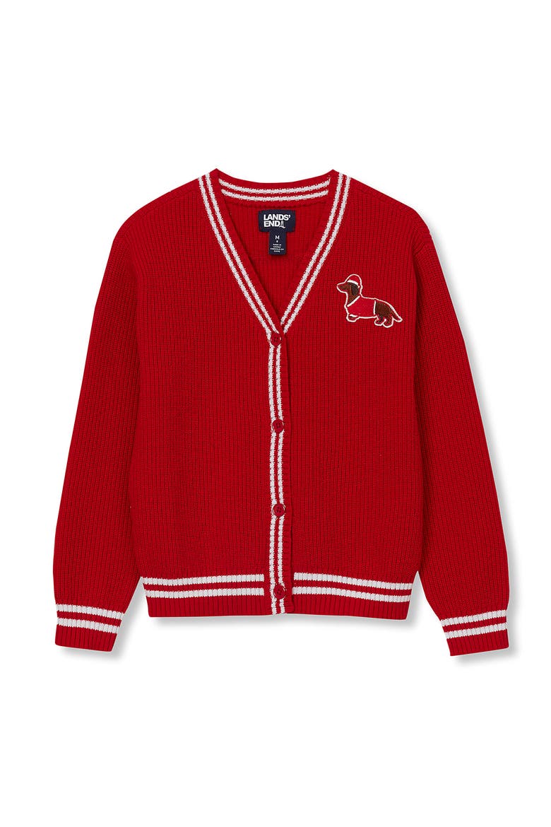 Girls Varsity Cardigan, Main, color, Dog/Bright Red