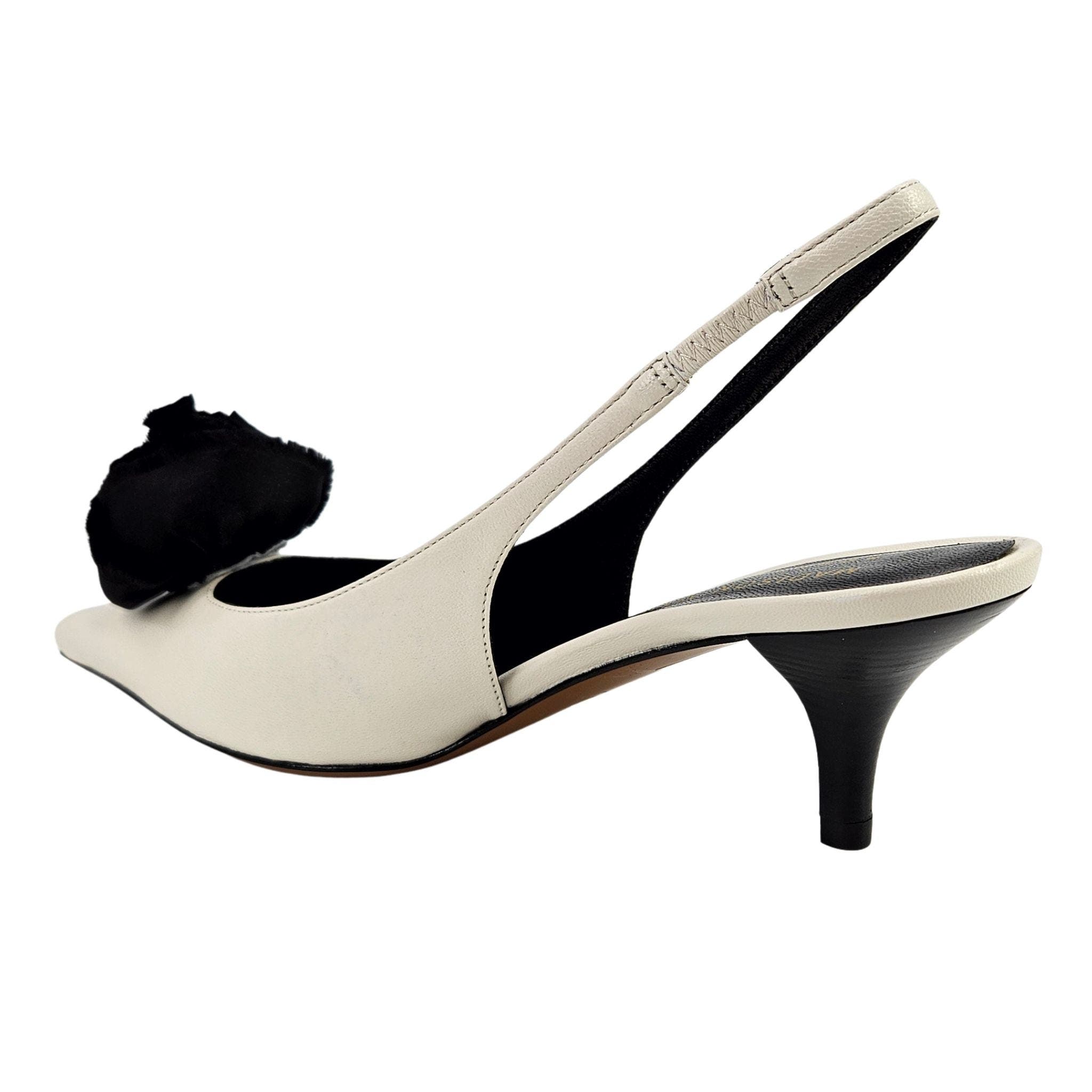 x Roberto Festa Istinya Flower Leather Slingback Kitten Heel, Alternate, color, beige
