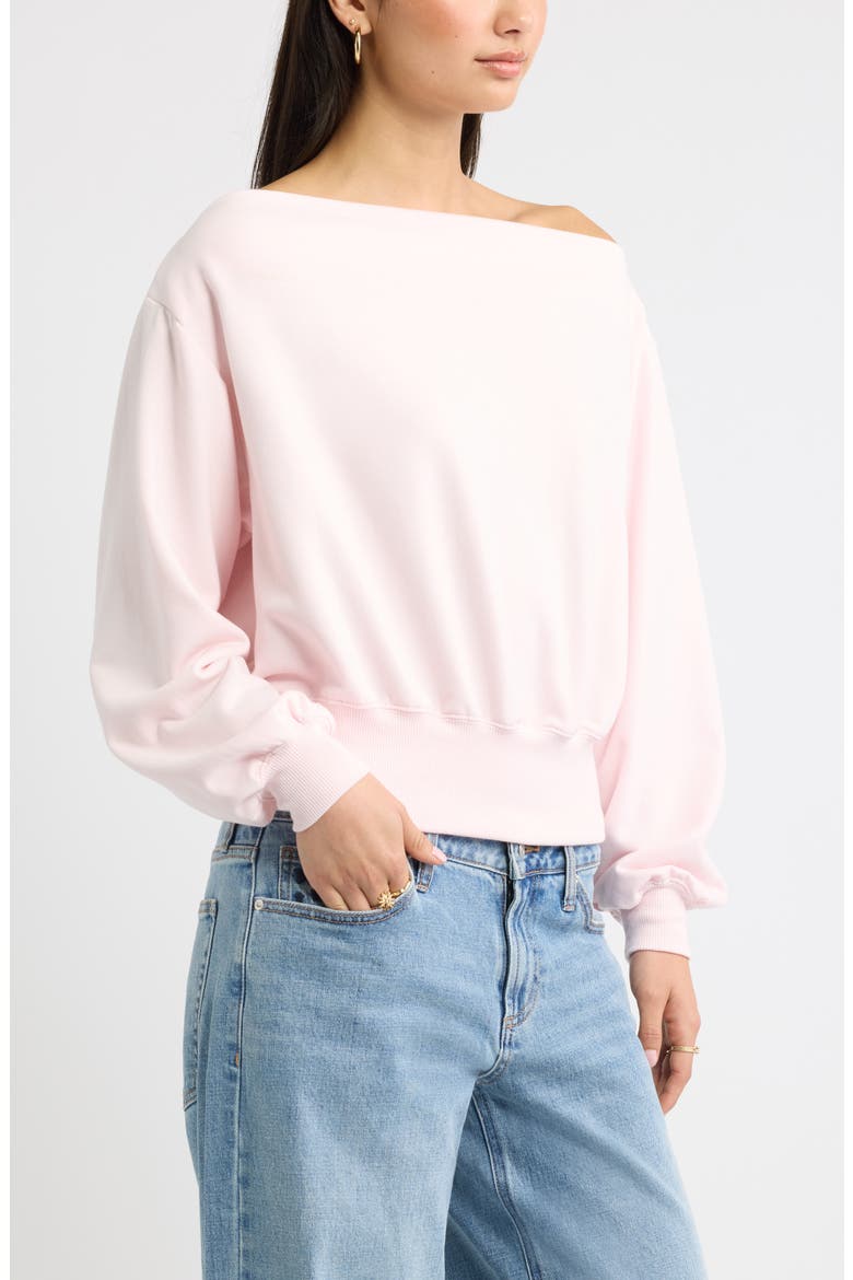 Off the Shoulder Sweatshirt, Alternate, color, PINK PRIMROSE