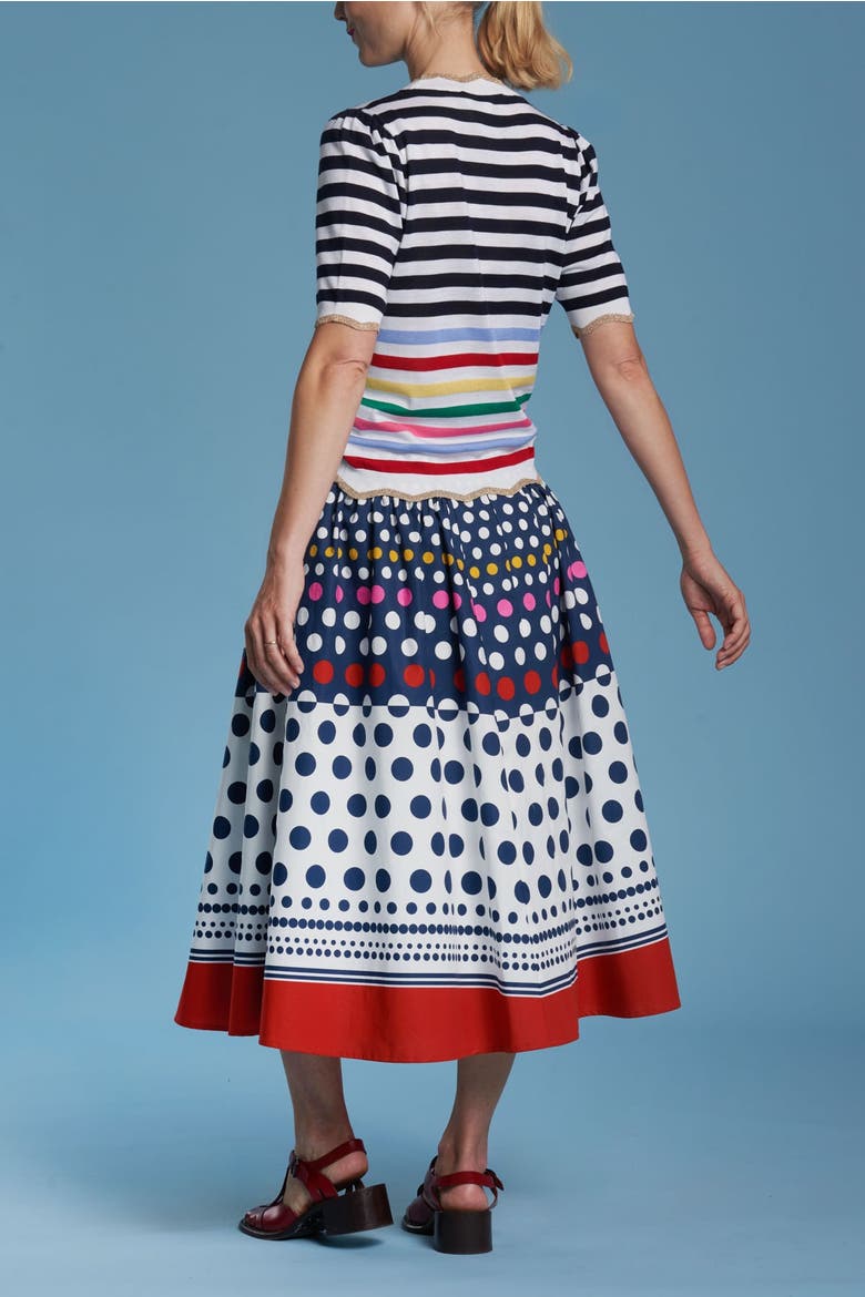 Long Printed Cotton Skirt, Alternate, color, Blue Multicolour