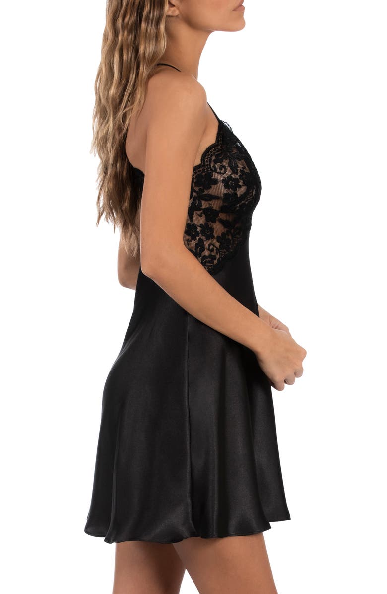 In Bloom by Jonquil Lace & Satin Chemise, Alternate, color, Black