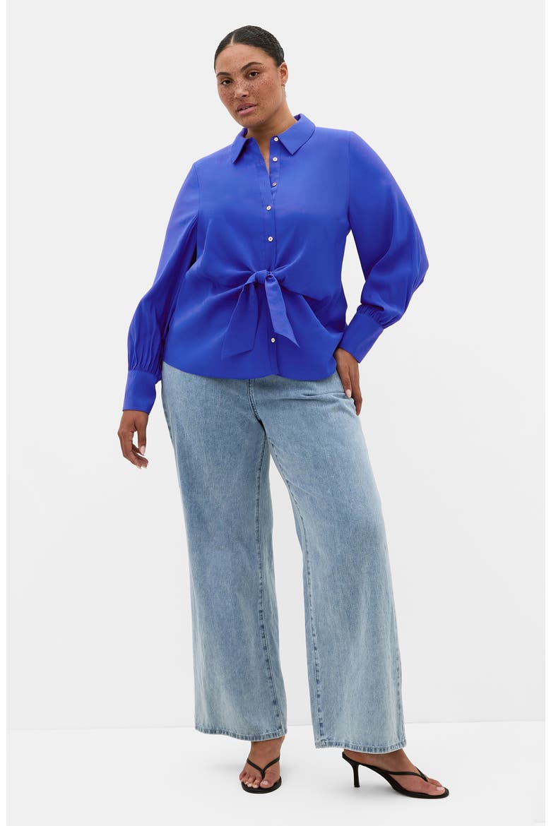 Isabella Tie Front Shirt, Alternate, color, OCEAN BLUE