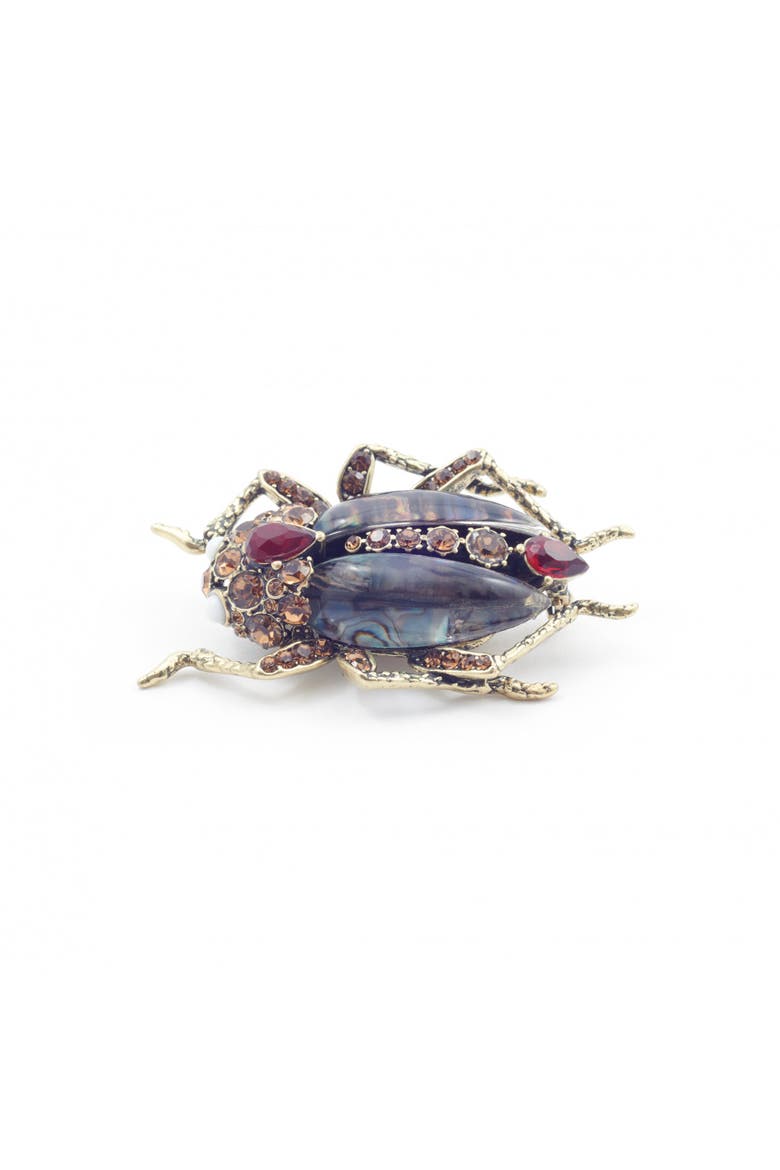 Bejewelled Beetle Statement Brooch, Alternate, color, Beetle