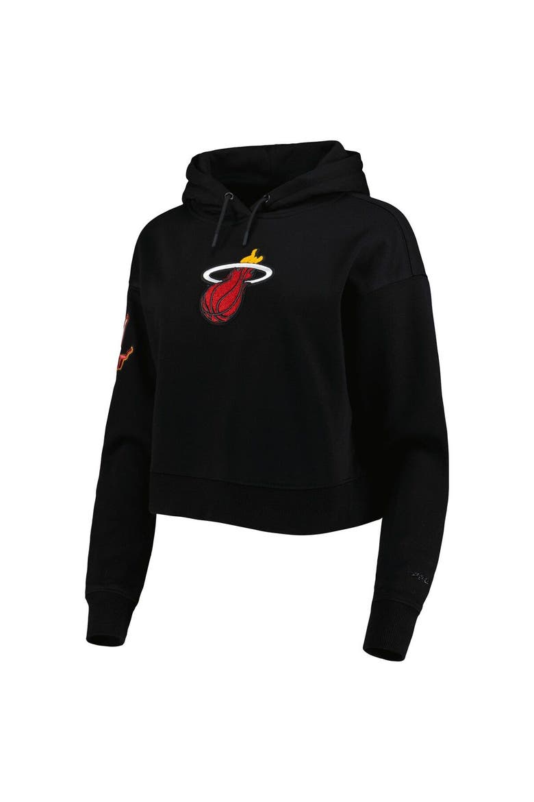 Women's Pro Standard Black Miami Heat Classic Fleece Cropped Pullover Hoodie, Alternate, color, Black