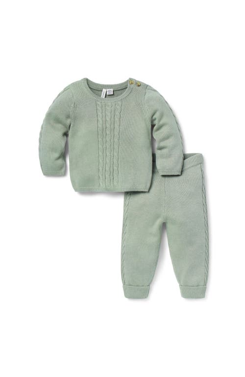 Janie And Jack Baby Cable Knit Matching Set In Green