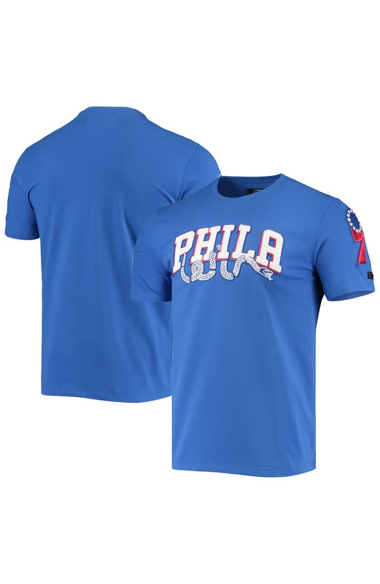 PRO STANDARD Men's Pro Standard Royal Philadelphia 76ers Chenille Team T-Shirt, Main, color, Royal