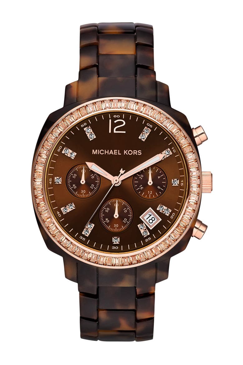 Michael Kors 'Wolcott' Chronograph Bracelet Watch, 41mm, Main, color, TORTOISE/ ROSE GOLD