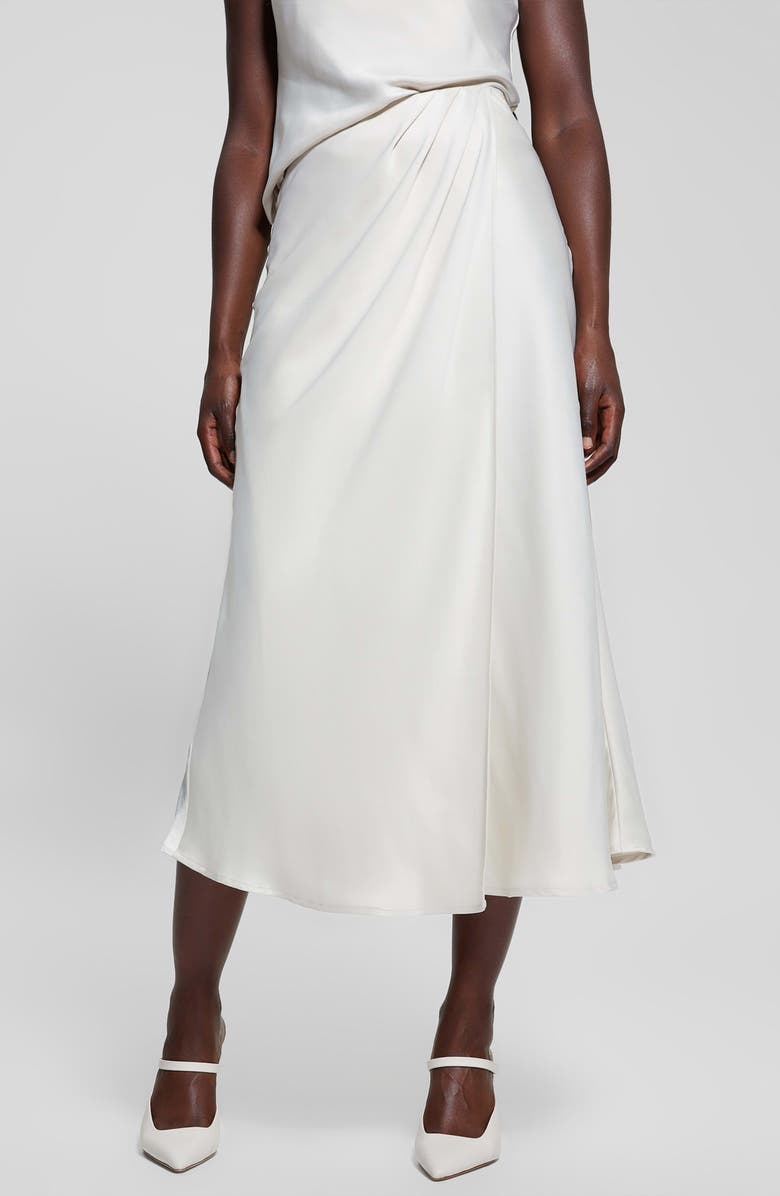 GUESS Anastasia Satin Maxi Skirt, Main, color, Cream White Multi
